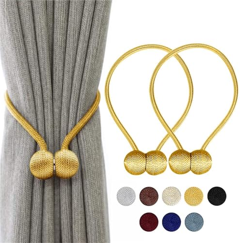 HYFEUOKF Vorhang Raffhalter Gedreht 2PCS Magnetische Vorhang Raffhalter Perle Ball Vorhang Raffhalter Vorhang Clips Holdbacks Schnalle Clips Hause Dekorative Zubehör Fur VorhäNge(Light Gold) von HYFEUOKF