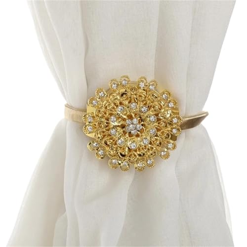 HYFEUOKF Vorhang Raffhalter Gedreht 2PCS Starke Magnet Vorhang Raffhalter Blume Geformt Magnetische Vorhänge Schnalle Fenster Screening Clip Zimmer Zubehör Attache Fur VorhäNge(Golden 2) von HYFEUOKF
