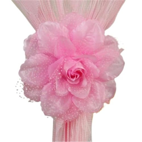 HYFEUOKF Vorhang Raffhalter Gedreht 4 Stück Vorhang-Clip-on-Krawatte, Pfingstrosen-Blumenrücken, Raffhalter-Halterung, einfache Selbstklebende Design-Installation Fur VorhäNge(Pink) von HYFEUOKF