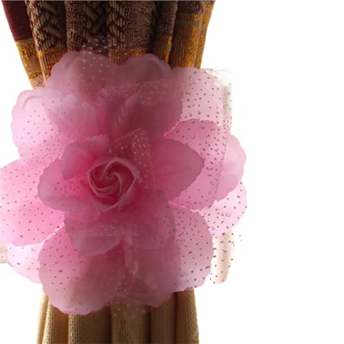 HYFEUOKF Vorhang Raffhalter Gedreht 4 stücke Pfingstrose Blume Fenster Vorhang Riemen Vorhang Clip Vorhang Halter Raffhalter Schnalle Clips Hängen Raffhalter Vorhang Hause Decor Fur VorhäNge(Pink) von HYFEUOKF