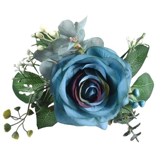 HYFEUOKF Vorhang Raffhalter Gedreht Blumen-Vorhanghalter, 4 Stück, künstliche Rosenblüten, Fenstervorhänge, Raffhalter, Clips, Zubehör for Hochzeitsdekoration Fur VorhäNge(Blue) von HYFEUOKF