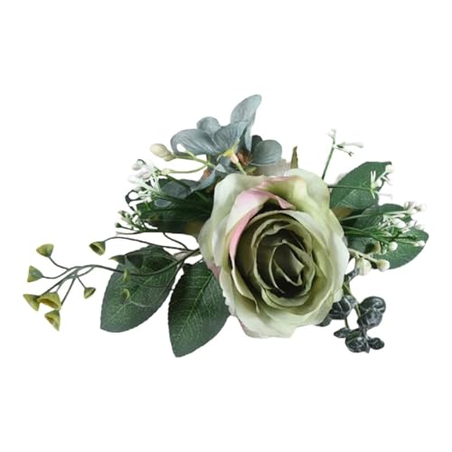 HYFEUOKF Vorhang Raffhalter Gedreht Blumen-Vorhanghalter, 4 Stück, künstliche Rosenblüten, Fenstervorhänge, Raffhalter, Clips, Zubehör for Hochzeitsdekoration Fur VorhäNge(Green) von HYFEUOKF