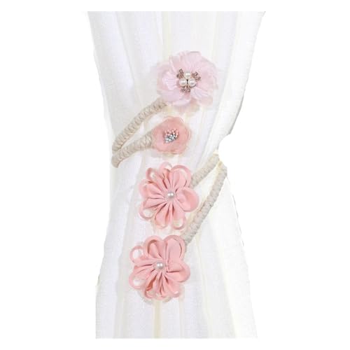 HYFEUOKF Vorhang Raffhalter Gedreht Zweig Blume kreative Vorhang Riemen vielseitige Vorhang Schnalle Krawatte Schnalle Bündel Seil Kordelzug Krawatte Fur VorhäNge(A pink) von HYFEUOKF