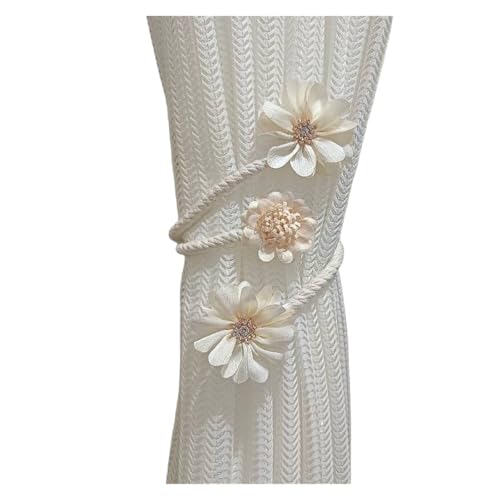 HYFEUOKF Vorhang Raffhalter Gedreht Zweig Blume kreative Vorhang Riemen vielseitige Vorhang Schnalle Krawatte Schnalle Bündel Seil Kordelzug Krawatte Fur VorhäNge(B White) von HYFEUOKF