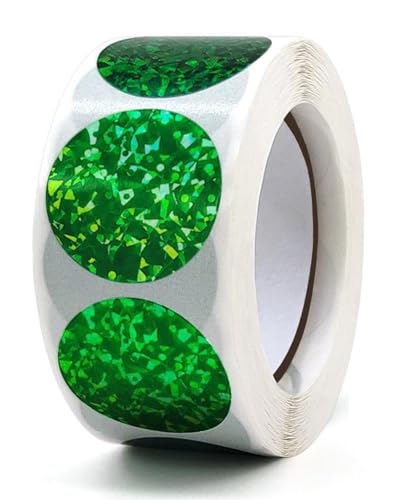 PräGeaufkleber 100-500 stücke Gold Glitter Versiegelung Label Runde Laser Aufkleber Party Handgemachte Nette Umschlag Business Stationäre Fur Dekorative(Green,100PCS) von HYFEUOKF