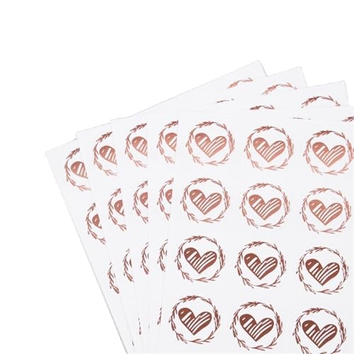PräGeaufkleber 200 Stück Bronzing Transparente Versiegelungsaufkleber Liebe Herz Rund Gold Silber Umschlag Bonbontüte Label for Backen Geschenk DIY Dekoration Fur Dekorative(200pcs-rosegold2) von HYFEUOKF