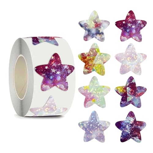 PräGeaufkleber 50-500 STÜCKE Selbstklebende Stern Raum Aufkleber Belohnung Dekorative Geschenke Mit Etiketten 1 Zoll Fur Dekorative(White) von HYFEUOKF