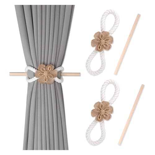 Vorhang Raffhalter Gedreht 2 Paar Blumen-Holzstäbchen, Vorhang-Bindeseil, Schnallen-Clip, Schlafzimmer, hängende Vorhanghalter, Raffhalter, Vorhang-Zubehör, Heimdekoration Fur VorhäNge(Cotton rope B) Vorhang Raffhalter Gedreht 2 Paar Blumen-Holzstäbchen, Vorhang-Bindeseil, Schnallen-Clip, Schlafzimmer, hängende Vorhanghalter, Raffhalter, Vorhang-Zubehör, Heimdekoration Fur VorhäNge(Cotton rope B) von HYFEUOKF