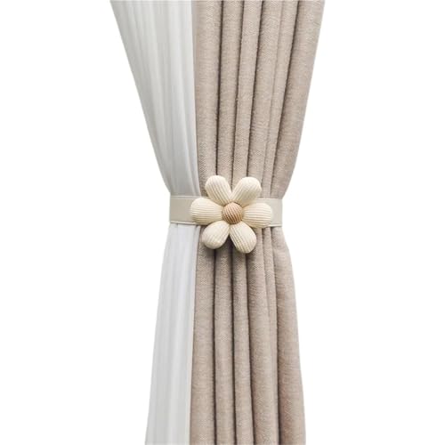 Vorhang Raffhalter Gedreht 2 Stück moderne und minimalistische Blumenvorhänge mit Trägern und elastischen Bändern, Vorhangschlösser, Vorhangschnur-Clips, Wohndekoration Fur VorhäNge(Beige-one) von HYFEUOKF