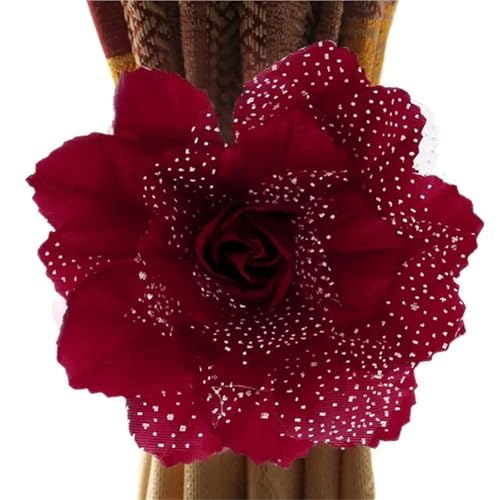 Vorhang Raffhalter Gedreht 4 Stück Seide Pfingstrose Blume Fenster Vorhang Riemen Vorhang Clip Vorhang Halter Raffhalter Schnalle Clips Hängen Raffhalter Vorhang Home Decor Fur VorhäNge(Burgundy) von HYFEUOKF