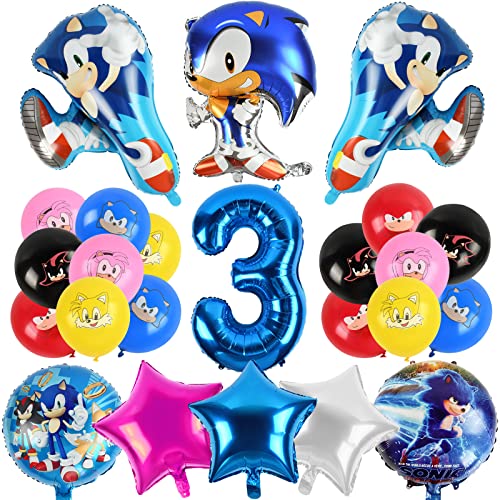 Sonic Luftballon Geburtstag 3, Sonic Geburtstag Deko, Sonic Ballon, Geburtstag 3 Jahr Junge, Hedgehog Party 3 jahr, Hedgehog Luftballons Geburtstag 3, Hedgehog Decoration Supplies Luftballons von HYITC