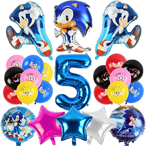 Sonic Luftballon Geburtstag 5, Sonic Geburtstag Deko, Sonic Ballon, Geburtstag 5 Jahr Junge, Hedgehog Party 5 jahr, Hedgehog Luftballons Geburtstag 5, Hedgehog Decoration Supplies Luftballons von HYITC
