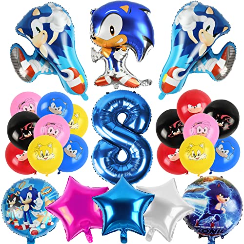 Sonic Luftballon Geburtstag 8, Sonic Geburtstag Deko, Sonic Ballon, Geburtstag 8 Jahr Junge, Hedgehog Party 8 jahr, Hedgehog Luftballons Geburtstag 8, Hedgehog Decoration Supplies Luftballons von HYITC