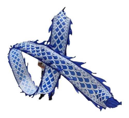 HYKJCSS Drachentanz, Löwe, Tanz, Luftschlangen, Drachentanz, Seide, Löwe, Tanz, Unterhaltungsausrüstung, Outdoor-Drache, Fitnessband, perfekt lebensecht, chinesisches Neujahr, Blau, 10 m von HYKJCSS