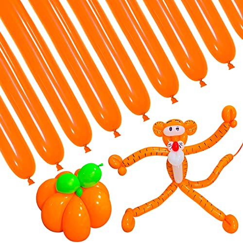 100 Stück orange lange verdickte Latex-Luftballons, 260Q für Tiere, Geburtstag, Halloween, Party-Dekoration von HYKJNBW