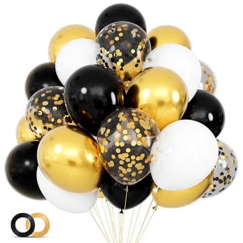 68-teiliges Ballon-Set in Schwarz / Weiß / Gold von HYKJNBW