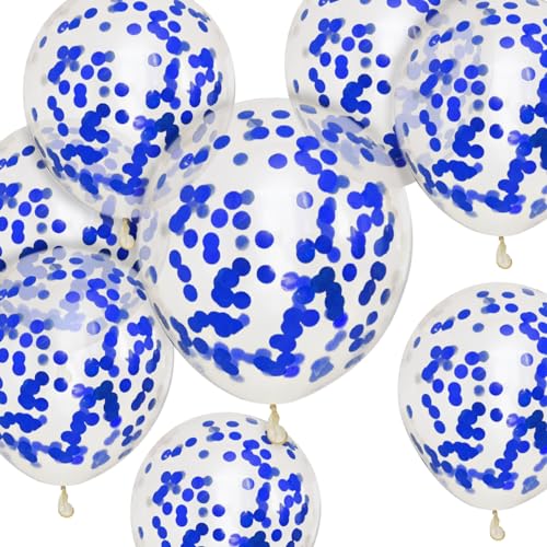 Blaue Konfetti-Luftballons, 50 Stück, 30,5 cm, Party-Ballons, starke dicke Ballons für Geburtstag, Kinderparty, Hochzeiten, Babypartys, Veranstaltungen, Dekorationen, Zubehör (blaue Konfetti-Ballons) von HYKJNBW