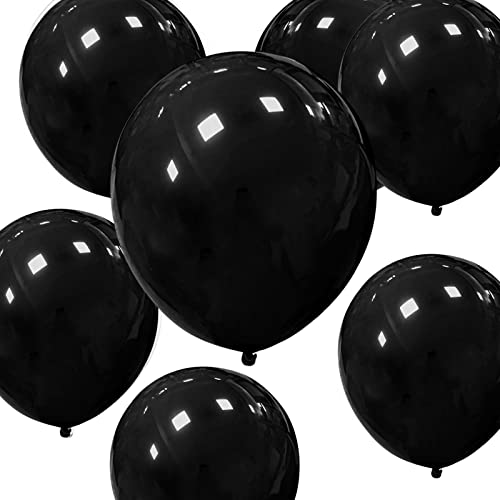 Schwarze Luftballons, 30,5 cm, 50 Stück, starke, dicke Latex-Luftballons für Halloween, Geburtstag, Dekoration, Kinderparty, Hochzeiten, Babypartys, Veranstaltungen, Dekorationen, Zubehör (schwarze von HYKJNBW