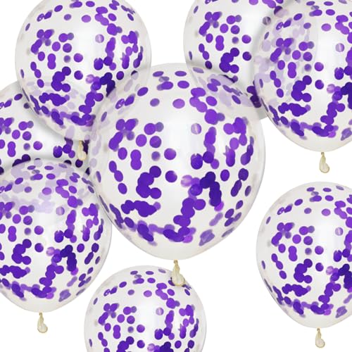 Violette Konfetti-Luftballons, 50 Stück, 30,5 cm, Party-Luftballons, starke dicke Ballons für Geburtstag, Kinderparty, Hochzeiten, Babypartys, Events, Dekorationen, Zubehör (violette Konfetti-Ballons) von HYKJNBW