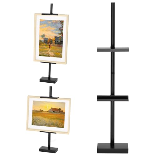 HYLEBOR Verstellbarer Tisch-Staffelei-Ständer, bis zu 73,7 cm Höhe, Tischrahmen-Ständer für Bilderrahmen, Metall-Staffelei, Präsentationsständer für Schilder, Ausstellungen, Kunstwerke, Leinwand von HYLEBOR