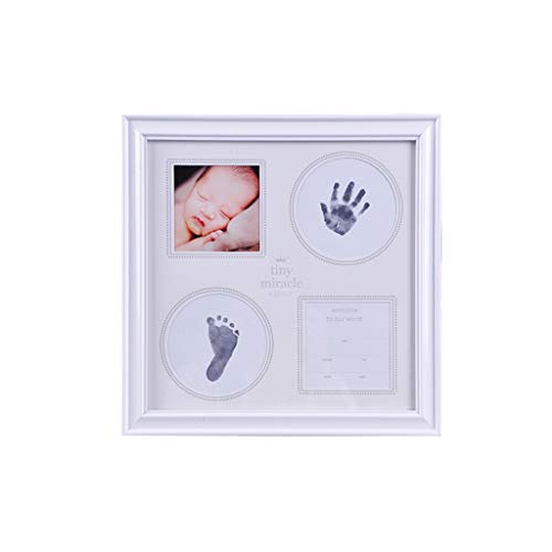 HYLR Baby Handabdruck und Fußabdruck Fotoalbum mit Zwei CleanTouch,Babyhaut kommt Nicht mit Farbe in Berührung, personalisiertes Baby-Geschenk,Precious Gifts Keepsake Box Decorations for Room Wall von HYLR