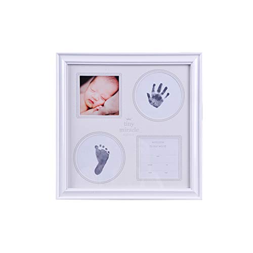 HYLR Baby Handabdruck und Fußabdruck Fotoalbum mit Zwei CleanTouch,Babyhaut kommt Nicht mit Farbe in Berührung, personalisiertes Baby-Geschenk,Precious Gifts Keepsake Box Decorations for Room Wall von HYLR