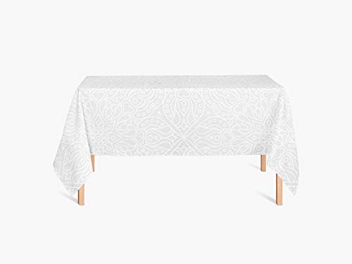 HYO Blanco Chic-MR18 Tischdecke, Polyester-Segeltuch-Satin-Stoff, laminiert mit transparenter Vinylfolie, 250 g, Mehrfarbig, 140 x 180 cm von HYO