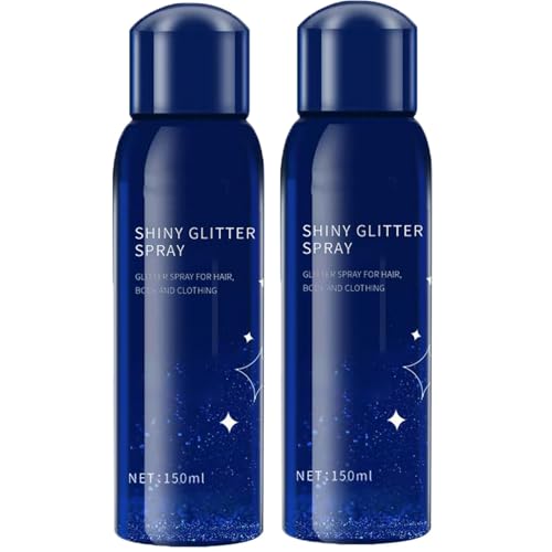 Langlebiger glänzender Körperglitterspray, vorübergehendes glänzendes Haarspray für Gesicht, Haare, Kleidung, schnell trocknendem Schimmer, Silber-Highlight-Pulver für Festival, Party (2Pcs) von HYPYXUS