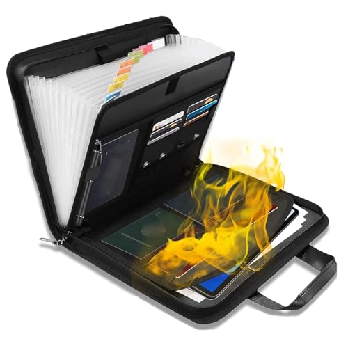 RushClick -Dateiordner, große Kapazität A4 FireProof -Dateien Ordner mit Handle, Erweiterung des Dateiorganisators 13 Taschen, wasserdicht faltbarer Akkordeon -Dokumentspeicherbeutel (1Pcs) von HYPYXUS