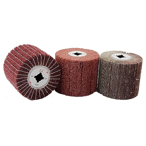 3-teiliges Drahtzieh- + Polierrad + Scheuerschwammrad, Drahtziehmaschine, Nylonrad, Schleiftuchrad for Schleifen und Polieren verschiedener Metalle(80grit) von HYQING