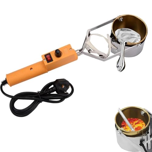 HYQNG Tragbarer elektrischer Schmelztiegel für Blei, 300 W Bleischmelztiegel für Angelgewichtsformen, Metallschmelzofen mit Griff, Temperatur 150–450 ℃, 65 mm Tiefe Tiegel, für DIY-Metallanhänger von HYQNG