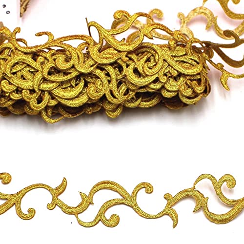 Applikationen, DIY-Nähzubehör, Bestickte Spitzenbänder, Gold/Silber, 1,5 m, for Basteln, DIY(Gold,1 Yards) von HYQOUKLR