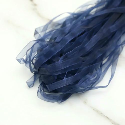Chiffonband, Hochzeitsband, 1/4 Zoll Organzaband Mehrfarbig(Dark blue) von HYQOUKLR