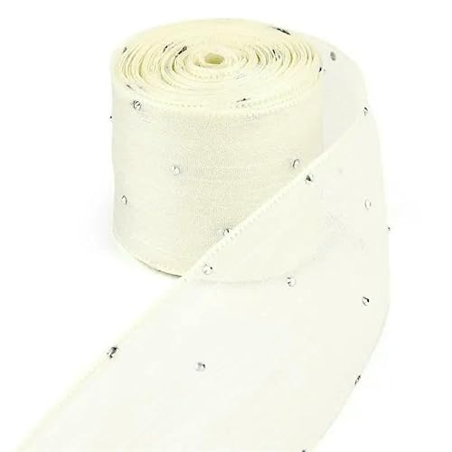 Chiffonband, Hochzeitsband, 4 cm Blase Plissee Band Diamant Mesh Organza Band Multicolor(Beige) von HYQOUKLR