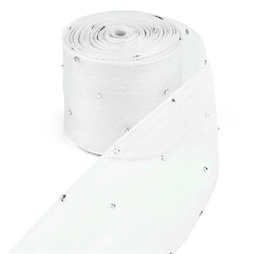 Chiffonband, Hochzeitsband, 4 cm Blase Plissee Band Diamant Mesh Organza Band Multicolor(White) von HYQOUKLR