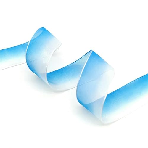 Chiffonband, Hochzeitsband, 5 Yards 25mm Farbverlauf Organza Bänder Multicolor(Blue-White) von HYQOUKLR
