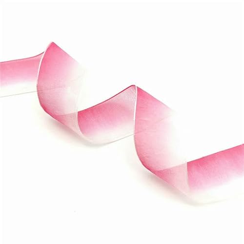 Chiffonband, Hochzeitsband, 5 Yards 25mm Farbverlauf Organza Bänder Multicolor(Light Rose-White) von HYQOUKLR