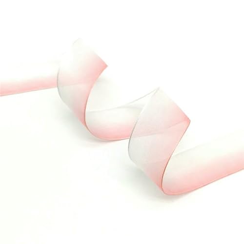 Chiffonband, Hochzeitsband, 5 Yards 25mm Farbverlauf Organza Bänder Multicolor(Pink-White) von HYQOUKLR