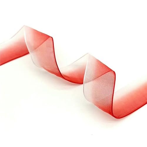 Chiffonband, Hochzeitsband, 5 Yards 25mm Farbverlauf Organza Bänder Multicolor(Red-White) von HYQOUKLR