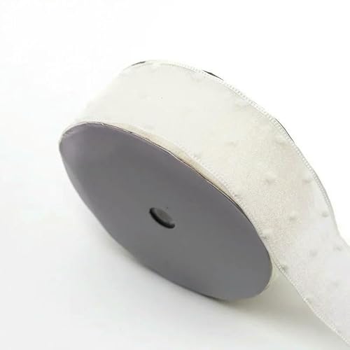 Chiffonband, Hochzeitsband, 5 Yards 40 mm Punkt bedrucktes doppellagiges Organzaband, mehrfarbig(Beige) von HYQOUKLR