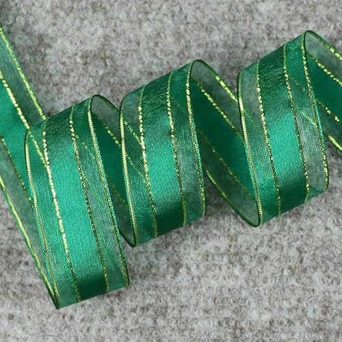 Chiffonband, Hochzeitsband, Organzabänder, 4,5 m, 25 mm Breite, mehrfarbig(Green) von HYQOUKLR