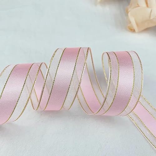 Chiffonband, Hochzeitsband, Organzabänder, 4,5 m, 25 mm Breite, mehrfarbig(Pink) von HYQOUKLR