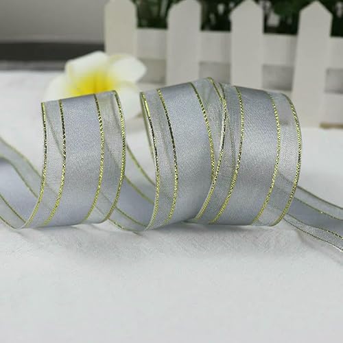 Chiffonband, Hochzeitsband, Organzabänder, 4,5 m, 25 mm Breite, mehrfarbig(Silver) von HYQOUKLR