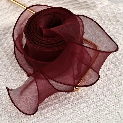 Chiffonband, Hochzeitsband, Organzaband mit Fischschwanz-Welle, 4 cm, mehrfarbig, 10 m/2,2 m(6,10m) von HYQOUKLR