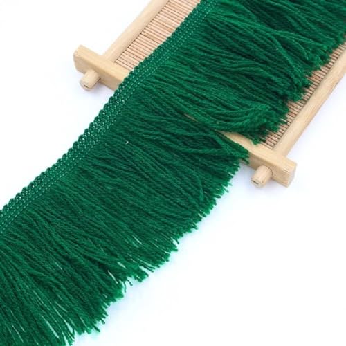 Fransenborte mit Quasten, 10 Yards Polyester Quaste Fransenbesatz, 7cm Spitze Quaste Trimmen Randbesatz Band(Dark Green) von HYQOUKLR