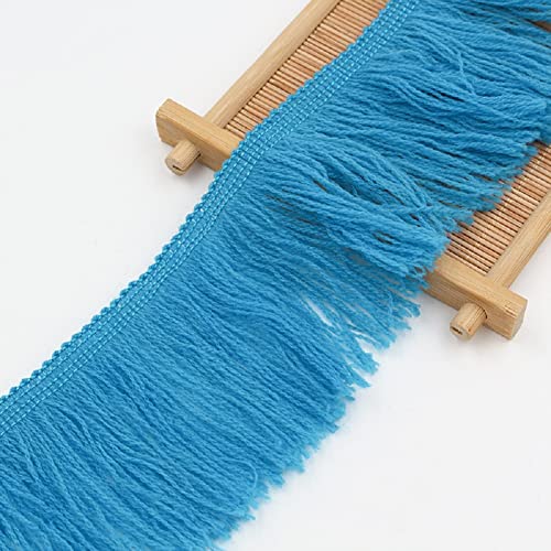Fransenborte mit Quasten, 10 Yards Polyester Quaste Fransenbesatz, 7cm Spitze Quaste Trimmen Randbesatz Band(Light Blue) von HYQOUKLR