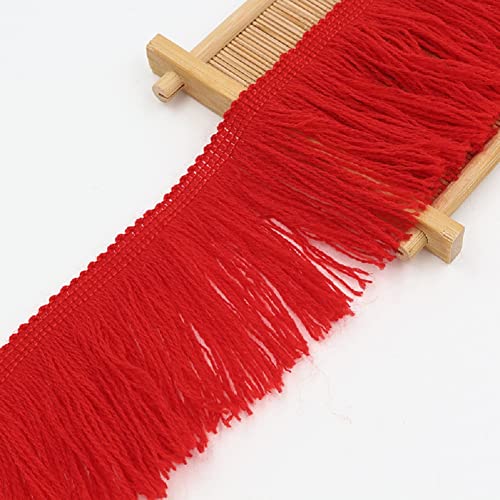 Fransenborte mit Quasten, 10 Yards Polyester Quaste Fransenbesatz, 7cm Spitze Quaste Trimmen Randbesatz Band(Red) von HYQOUKLR