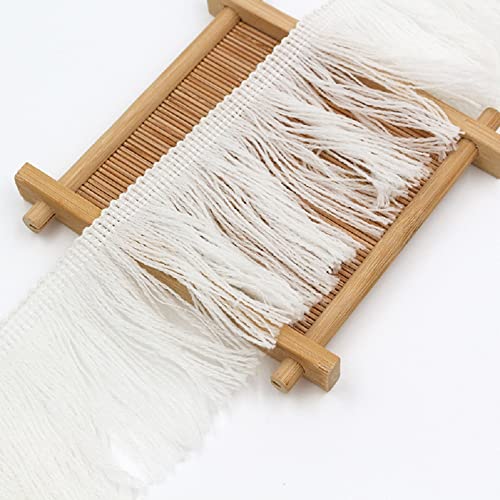 Fransenborte mit Quasten, 10 Yards Polyester Quaste Fransenbesatz, 7cm Spitze Quaste Trimmen Randbesatz Band(White) von HYQOUKLR