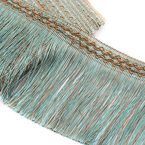 Fransenborte mit Quasten, 11,5 Meter 17cm Breites Spitzenband Fransenbesatz Quaste Trimmen Nähen Band(Light Blue) von HYQOUKLR