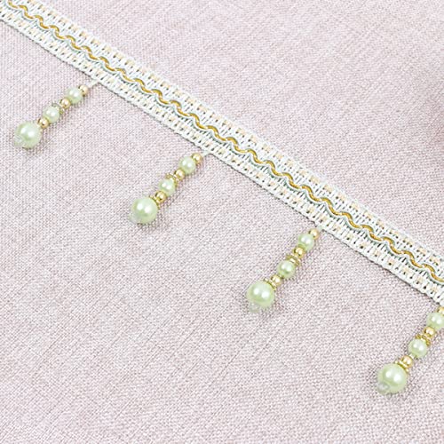 Fransenborte mit Quasten, 4 Yard geflochtene Perlen hängende Kugel Quaste Fransenbesatz, Perlen Vorhang Trim(Green) von HYQOUKLR